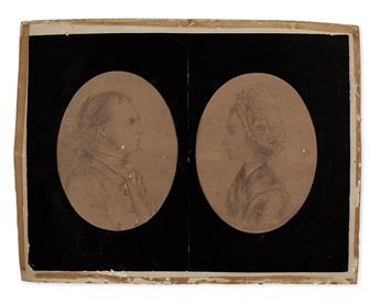 (AMERICAN REVOLUTION.) [André, John.] Pencil portrait of Abraham and Jannetje Cuyler of Albany, NY.